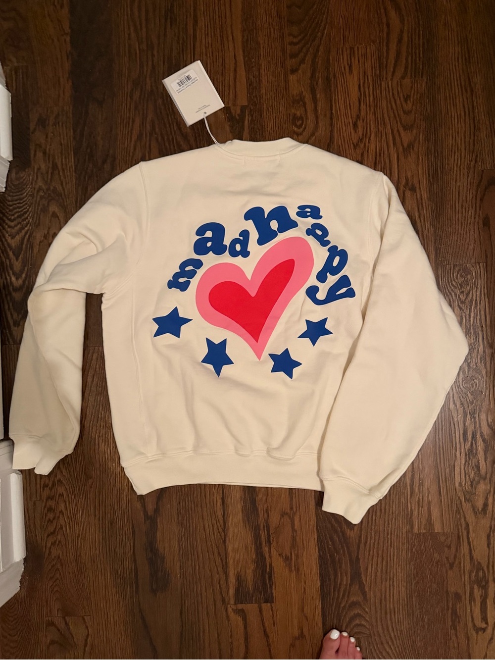 Madhappy Vanilla Heartfelt Fleece Crewneck with Subtle Tag Detail